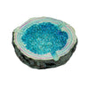 Sparkling Geode Ashtray: Vibrant Blue Crystalline Interior with Rough Outer Edge