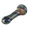 Colorful Spiral Fumed Dicro Glass Spoon Pipe with swirling patterns and rounded bowl 3.75