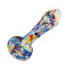 Pocket-sized Glass Spoon Pipe With Splatter Frit Design In Vibrant Swirled Colors