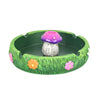 Spring mushroom ashtray with floral rim and built-in cigarette rests for a colorful touch