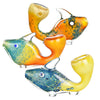 Colorful Standing Fritted Tropical Fish Hand Pipe with decorative patterns and curved tails