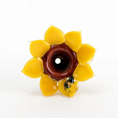 Empire Glassworks sunflower glass bowl piece with bee figurine