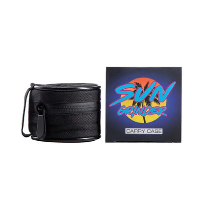 Sungrinder carrying case for black cylindrical camera lens with retro box