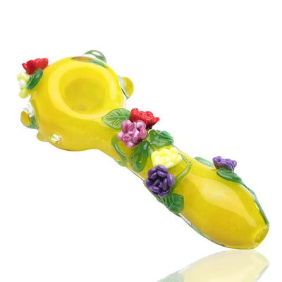 Vibrant sunshine garden design spoon pipe in durable borosilicate glass