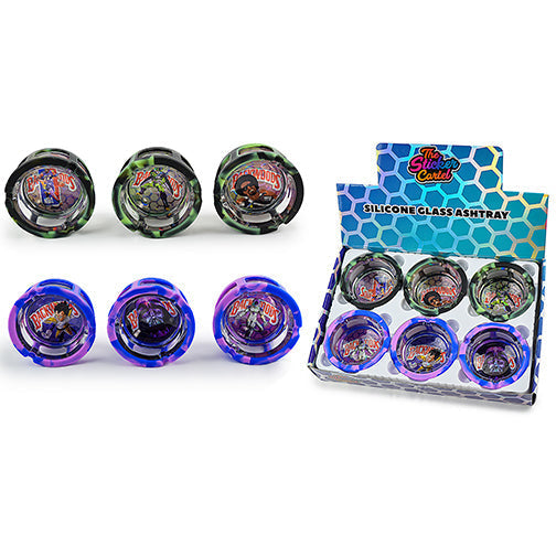 Holographic Glass Ashtray Set with Silicone