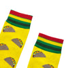 Colorful taco socks with striped cuffs for a comfortable and flexible fit all day