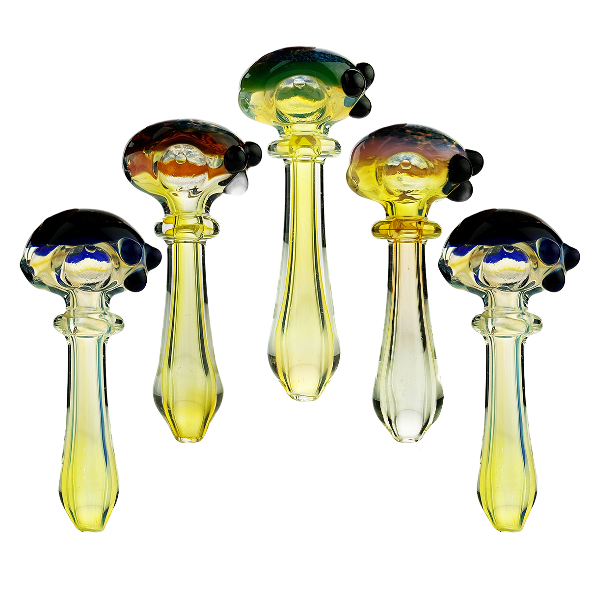 Silver Fume Art Glass Hand Pipe with Black Frit