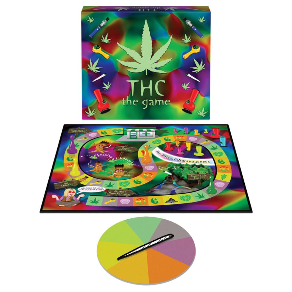 Fun 420-themed THC board game with colorful cannabis imagery and daring challenges