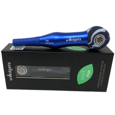 Blue and black Weedgets device with incredible coughless technology for smooth, cool hits