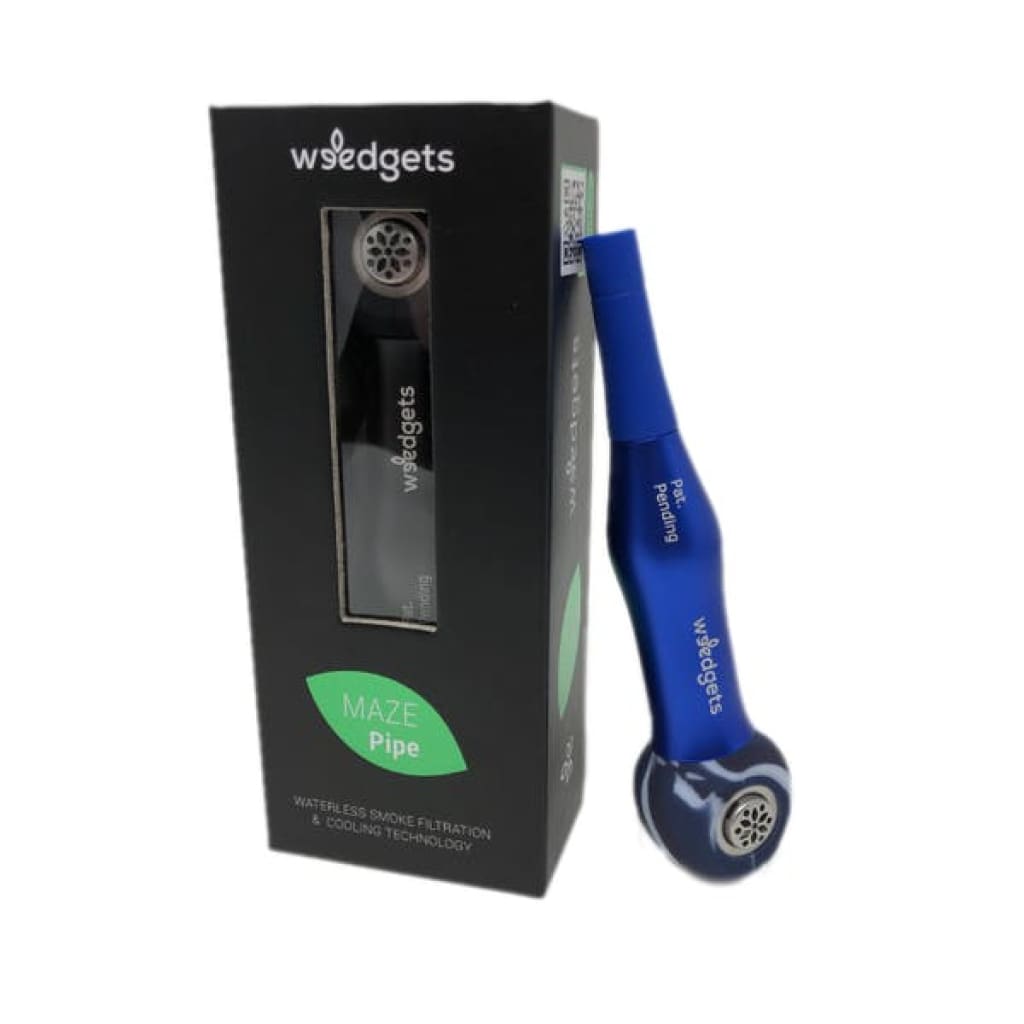 Weedgets Maze Pipe: Incredible Coughless Technology, Blue Stem Black Bowl with Packaging