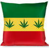 Rasta Red Gold Throw Pillow With Leaf Repeat; Decorative Pillow With Marijuana Leaf Designs