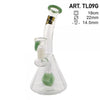 Beaker base glass bong with cube percolator and green accents for smooth smoking experience