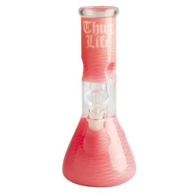 Thug life pink geometric glass water pipe with chug life branding