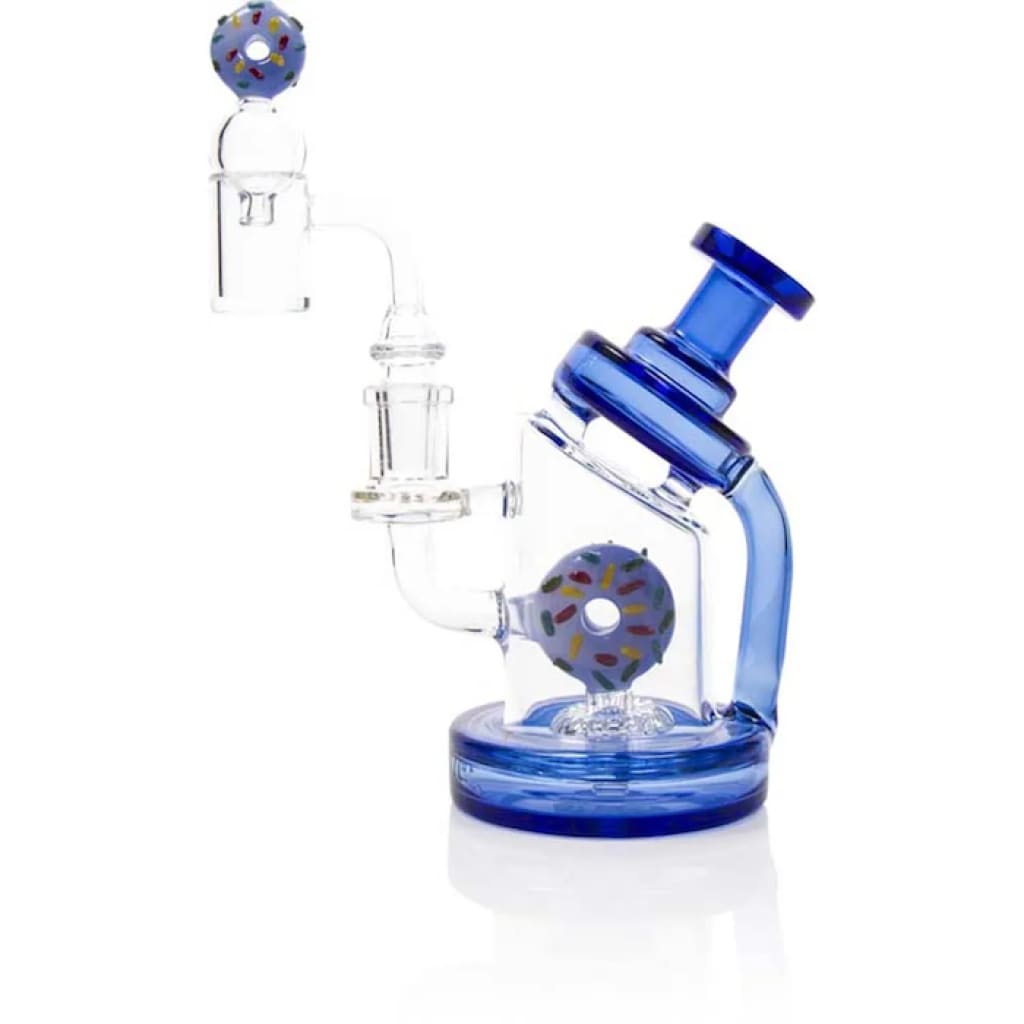 Toxic Donut Recycler Rig With Blue Accents For Outrageous Dab Sessions