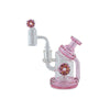 Toxic Donut Recycler Rig For Outrageous Dab Sessions With Pink Accents And Donut Decorations