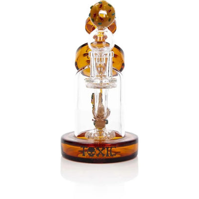 Toxic Donut Recycler Rig - Amber Accents & Intricate Percolator For Outrageous Dab Sessions