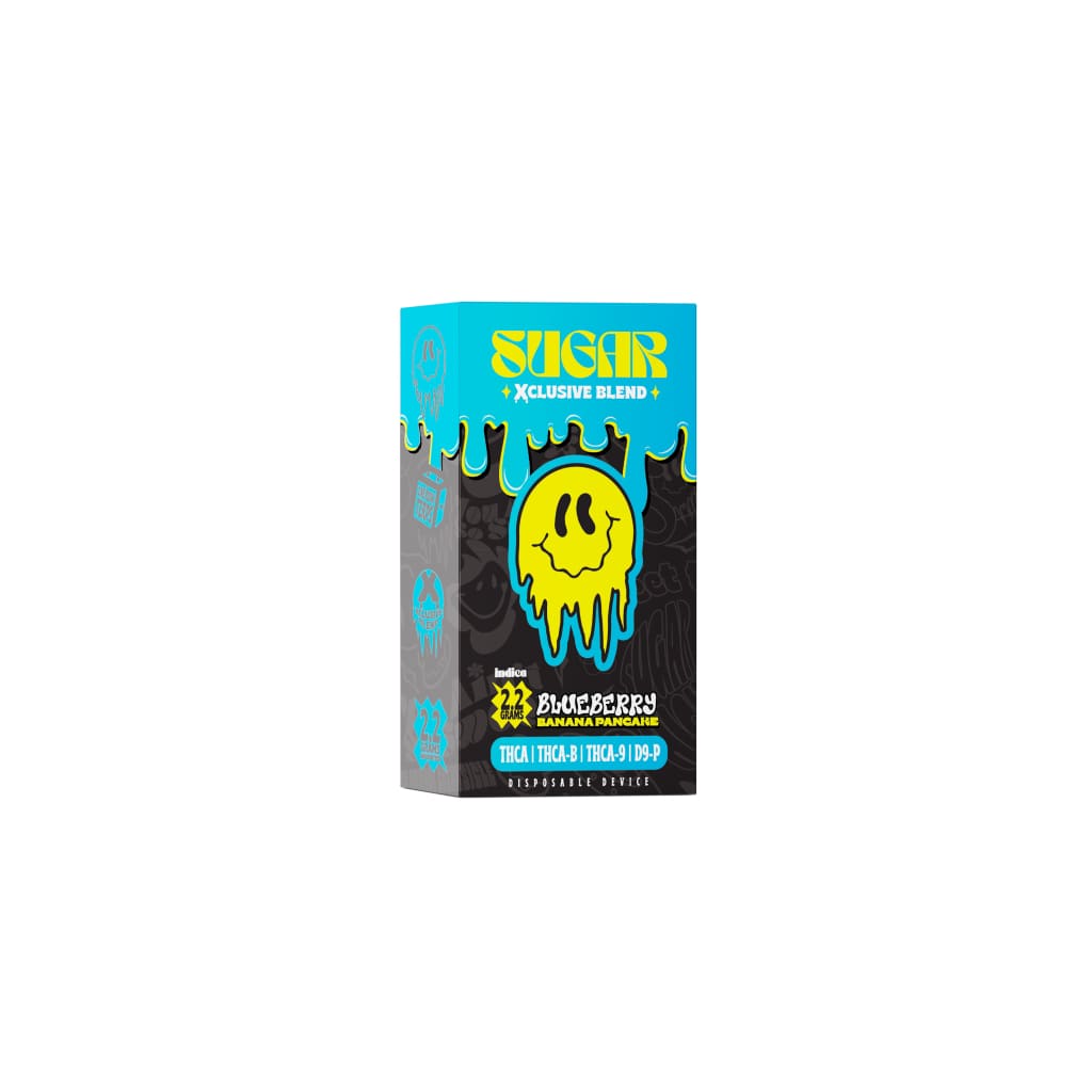 Product Packaging For Trippy Sugar Xclusive Blueberry Banana Pancake Vape Cartridges