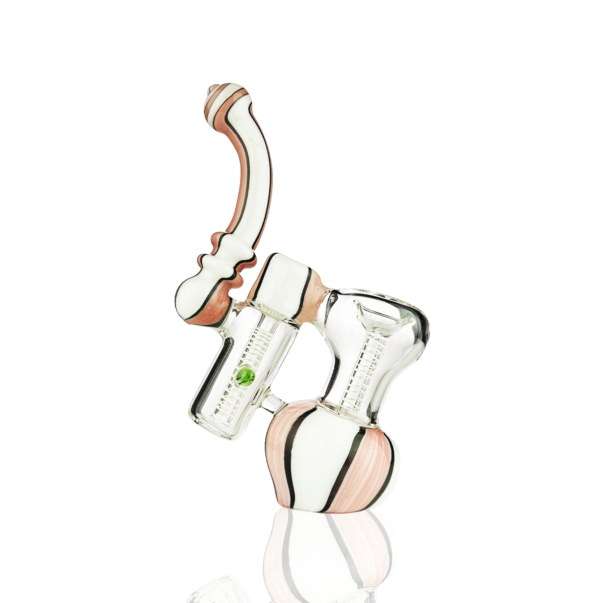 Pink & White Stripe Dual Chamber Bubbler