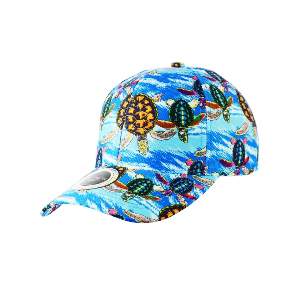 Turtle Ocean Print Baseball Hat Snapback featuring turtle pattern and ocean-inspired design