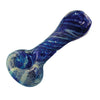 Swirling Frit Spoon Style Glass Pipe, 4 Inch with blue and white twisted frit glass design