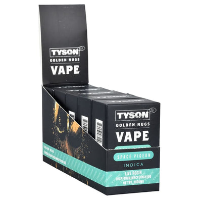 Tyson Golden Nugs live rosin disposable vape in Space Pigeon Indica flavor from Tyson 2.0 Collection