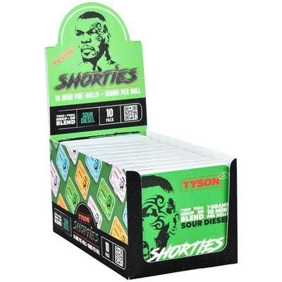 Green Display Box For ’shorties’ D8 Mini Pre-rolls With Reusable Tin And Multiple Flavors