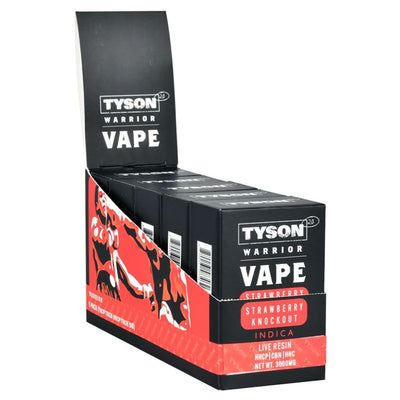 Display Box Of Tyson Warrior Live Resin Disposable Vapes - Strawberry Flavor High Potency