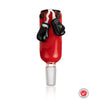 Red glass heavy bag 14mm bowl piece with black gloves, Mike Tyson themed design