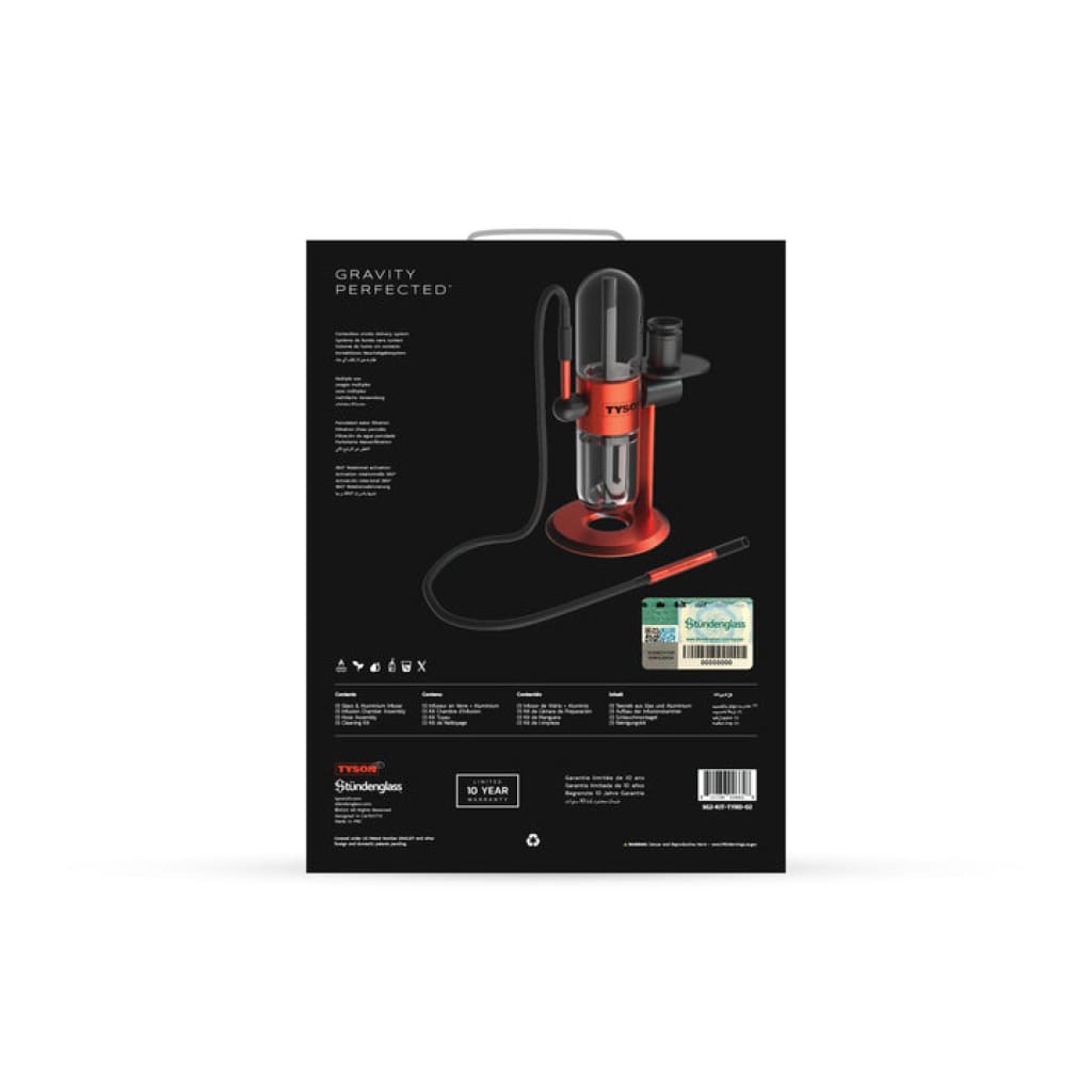 Red and black Mike Tyson Stündenglass Gravity Infuser with transparent chamber