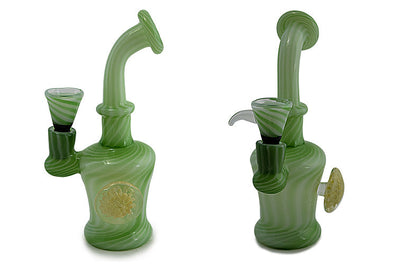 Compact Slime Green Water Pipe with Marble Accent