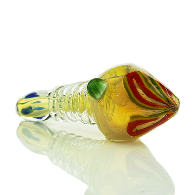 Artisan Silver Fume Spoon Pipe with Rasta Accents