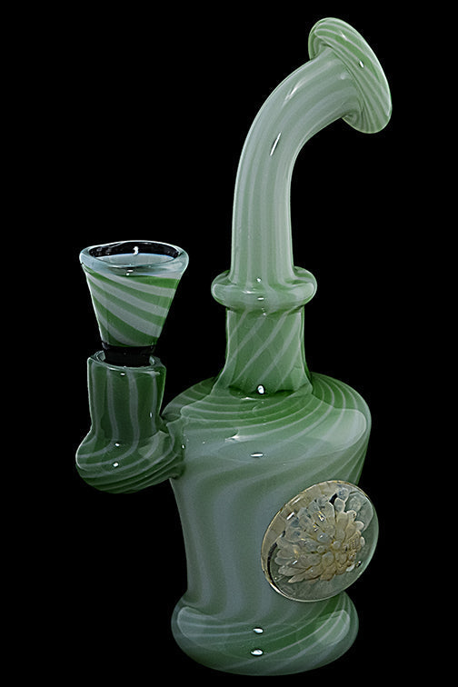 Compact Slime Green Water Pipe with Marble Accent
