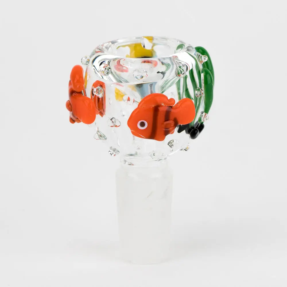 Empire Glassworks Under the Sea glass bowl piece with orange clownfish