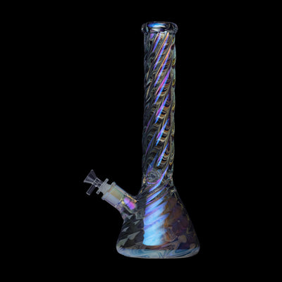 Luminous Twisted Iridescent Beaker Water Pipe