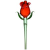 Valentine Rose Glass Dab Straw With Splashguard, Featuring a Red Blossom And Green Stem