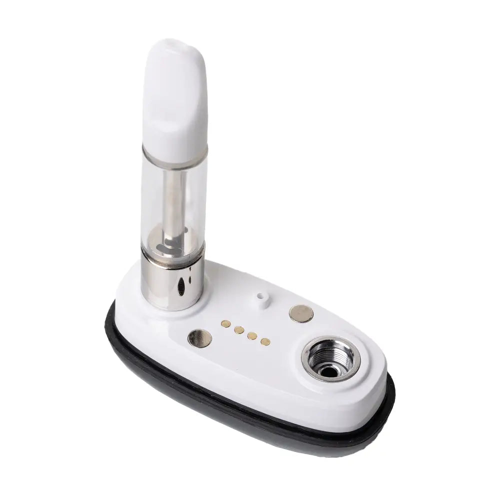 White vaporizer with cartridge and water pipe attachment for Veil Bar Duo hemp wraps