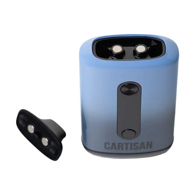 Blue and gray vaporizer with cartridge and water pipe attachment for Veil Bar Duo