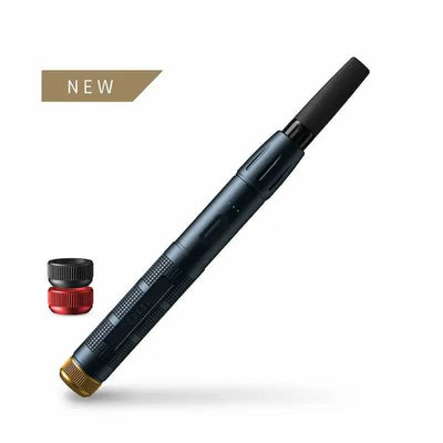 Black and gold Vessel cartridge battery with textured grip, red cap