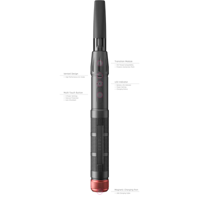 Vessel cartridge battery with black red laser pointer textured grip