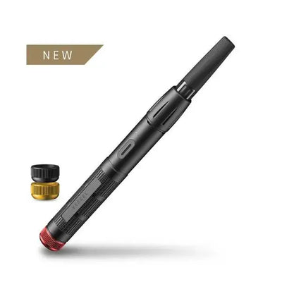 Black and red Vessel cartridge battery with textured grip and gold cap