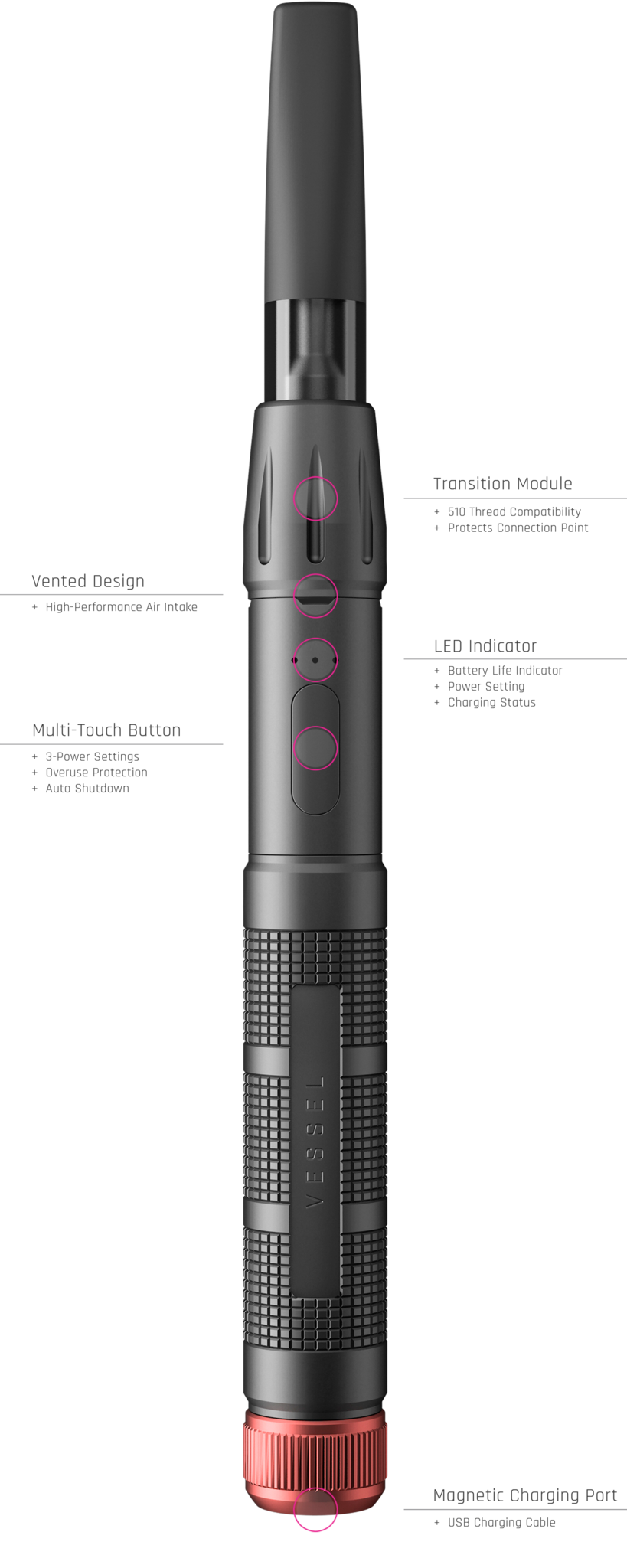 Vessel Wood Series Cartridge Vaporizer Battery