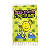 Vibrant weed skate wall art tapestry featuring a cartoon character making peace sign