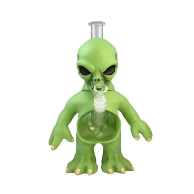 12 inch vinyl alien water pipe with green alien design and clear chamber