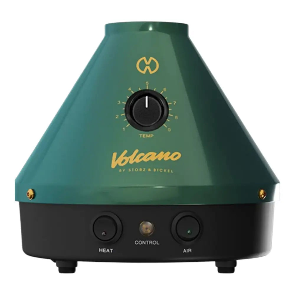 Volcano Classic Desktop Vaporizer 25th Anniversary Edition in teal-green with gold lettering