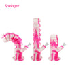 Pink and white Waxmaid Springer collapsible silicone water pipe with removable stems