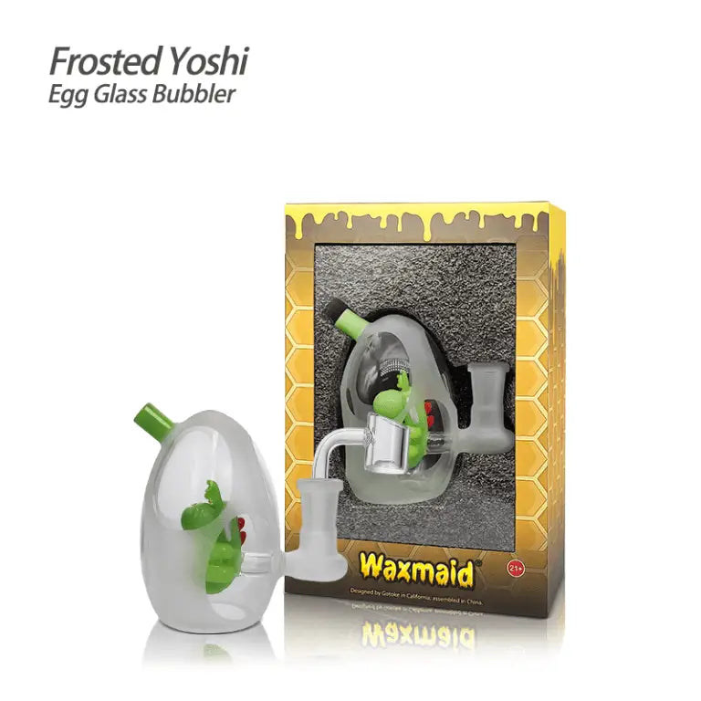 Frosted Yoshi Egg Glass Bubbler featuring a unique Dinosaur Design for collectors