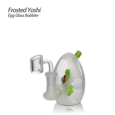 Frosted Yoshi Egg Glass Bubbler with Dinosaur Design for unique smoking experience