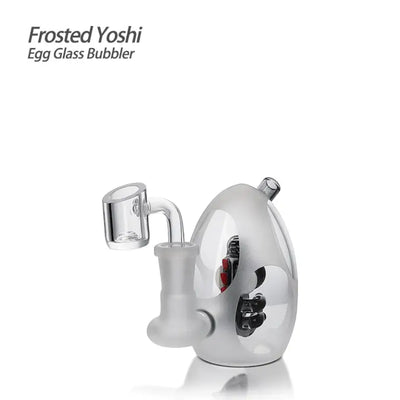 Frosted Yoshi Egg Glass Bubbler featuring a unique Dinosaur design for collectors
