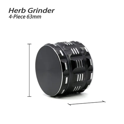 Black 63mm Waxmaid 4-piece Polygon Herb Grinder with ridged sides for durability