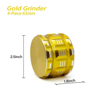 Gold cylindrical Waxmaid 4-piece Polygon Herb Grinder with silver edge design and slits